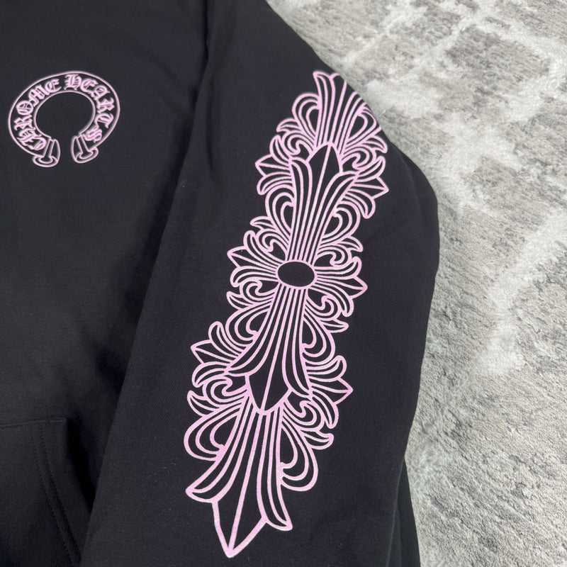 Chrome Hearts Friends And Family Pink Glitter Floral Pullover Hoodie