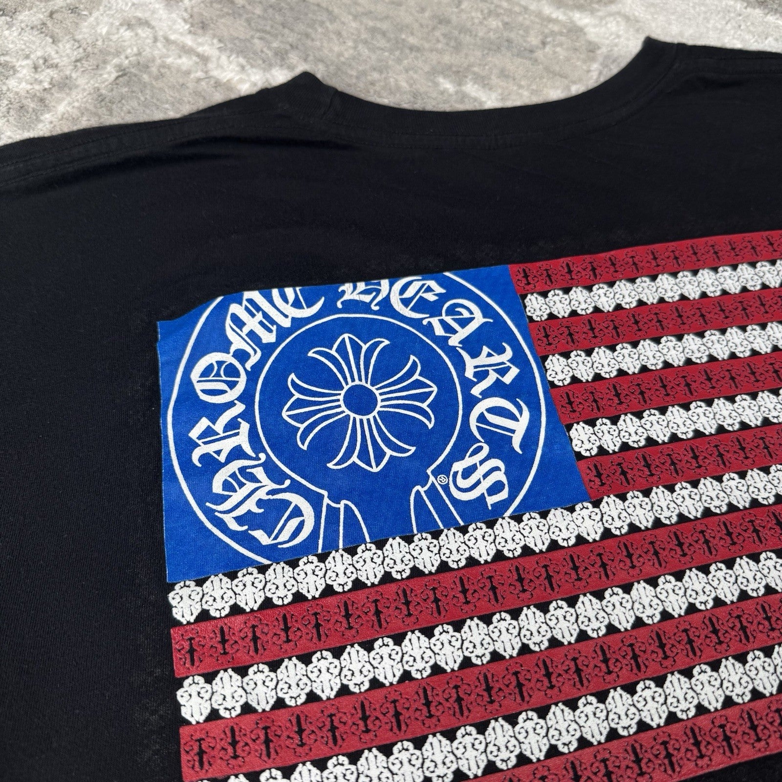 Chrome Hearts USA Dagger Flag Short Sleeve Tee Shirt 