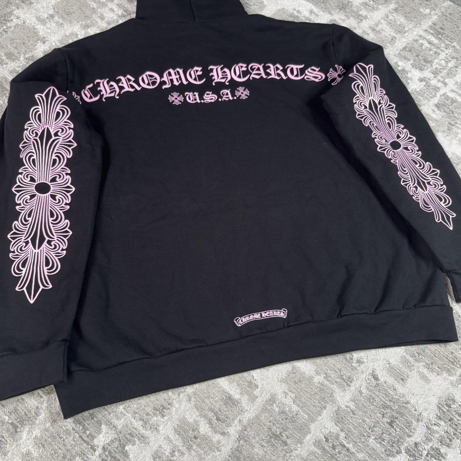Chrome Hearts Friends And Family Pink Glitter Floral Pullover Hoodie