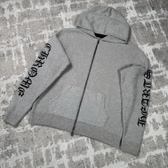 Chrome Hearts Cashmere Embroidered Sleeve Logo Zip Up Hoodie 