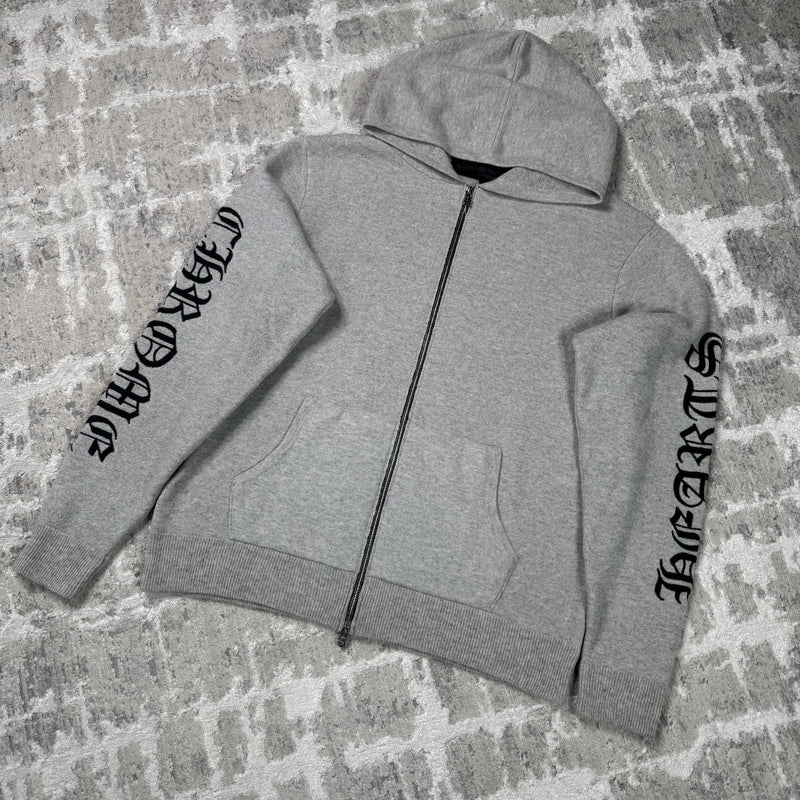 Chrome Hearts Cashmere Embroidered Sleeve Logo Zip Up Hoodie 