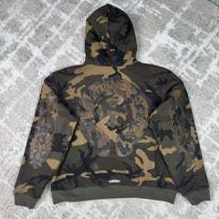 Chrome Hearts Leather Spellout Horseshoe Floral Sleeve Thermal Zip Up Hoodie 