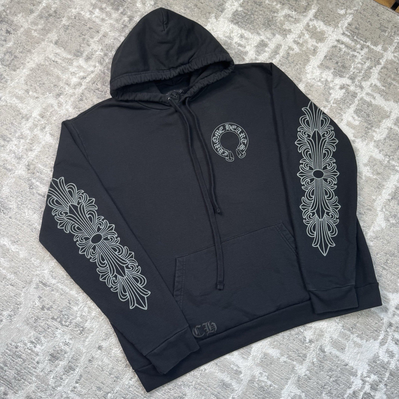 Chrome Hearts Friends And Family Grey Print Floral Pullover Hoodie 