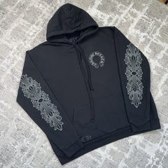 Chrome Hearts Friends And Family Grey Print Floral Pullover Hoodie 
