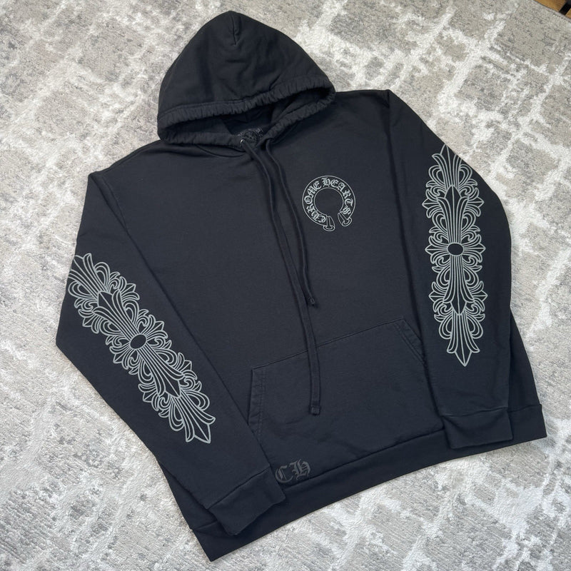 Chrome Hearts Friends And Family Grey Print Floral Pullover Hoodie 
