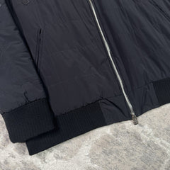 Chrome Hearts Leather Cross Patch Quilted Zip Up Hooded Bomber Jacket 