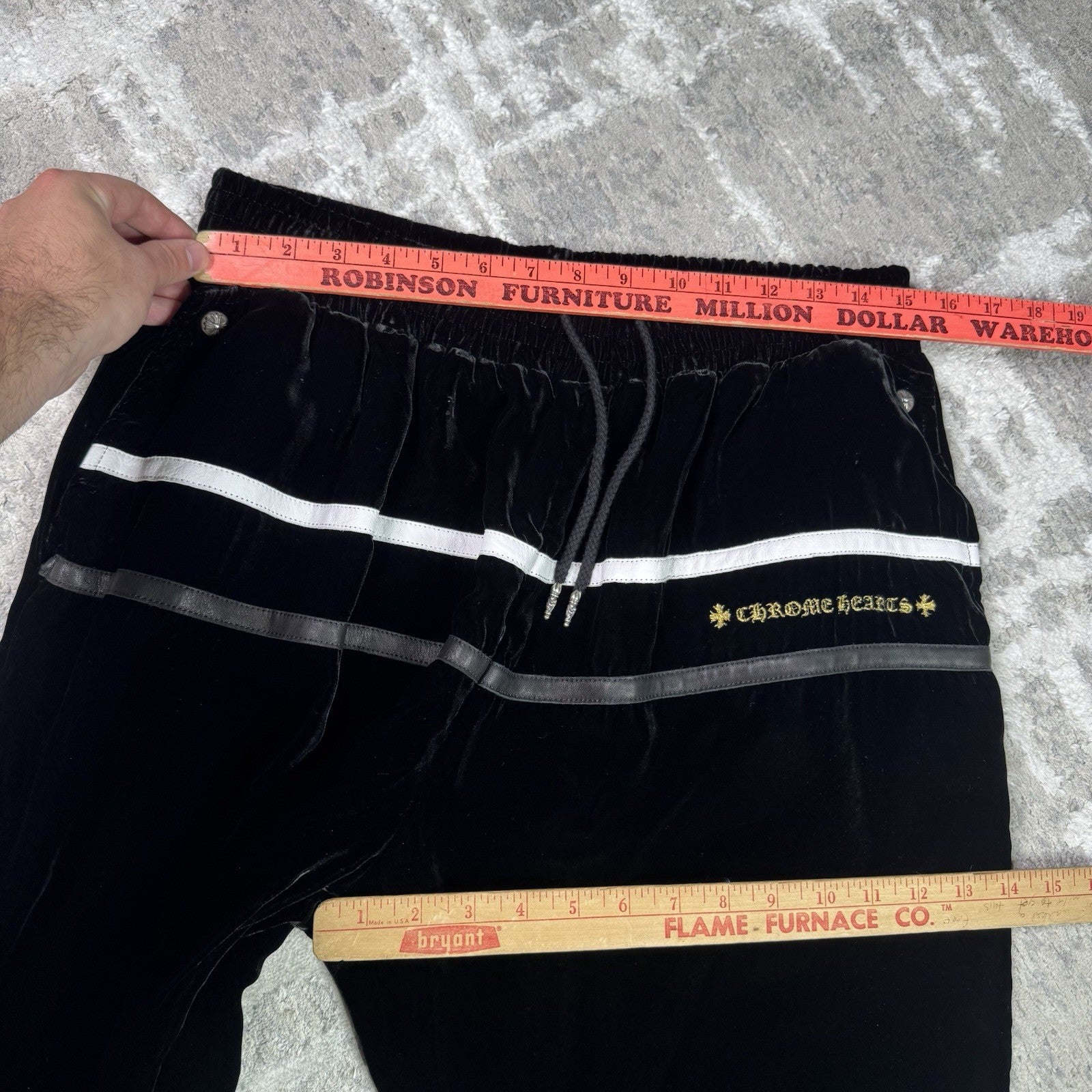 Chrome Hearts Velour Leather Track Pant 