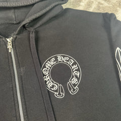 Chrome Hearts Horseshoe Floral Zip Up Hoodie 