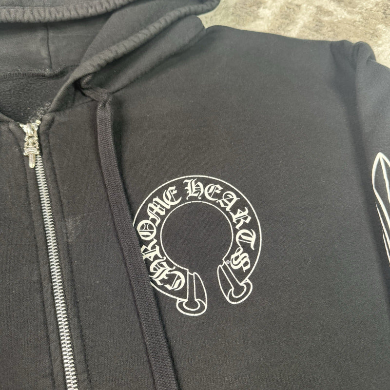 Chrome Hearts Horseshoe Floral Zip Up Hoodie 