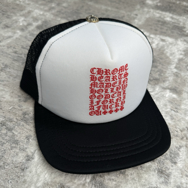 Chrome Hearts Eye Chart Logo Trucker Hat