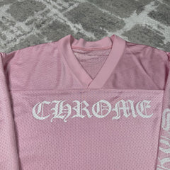 Chrome Hearts Mesh Pink Long Sleeve Stadium Jersey 