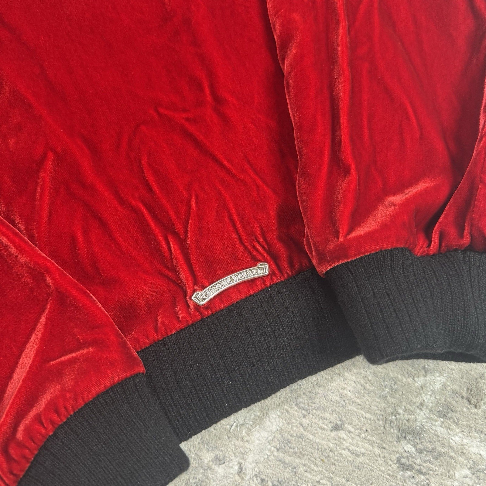 Chrome Hearts Velour Leather Zip Up Track Jacket 