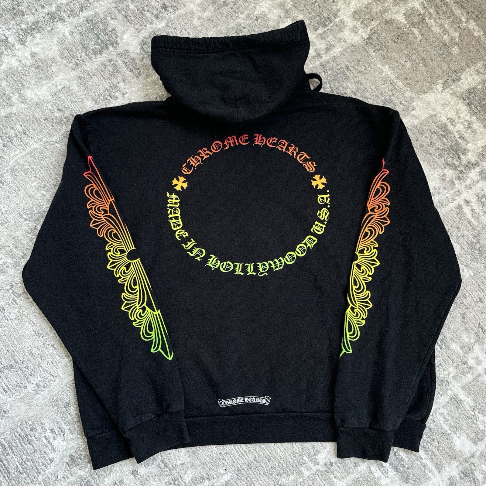 Chrome Hearts Gradient Floral Sleeve Pullover Hoodie 
