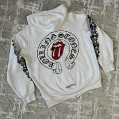 Chrome Hearts Rolling Stones Floral Horseshoe Zip Up Hoodie 