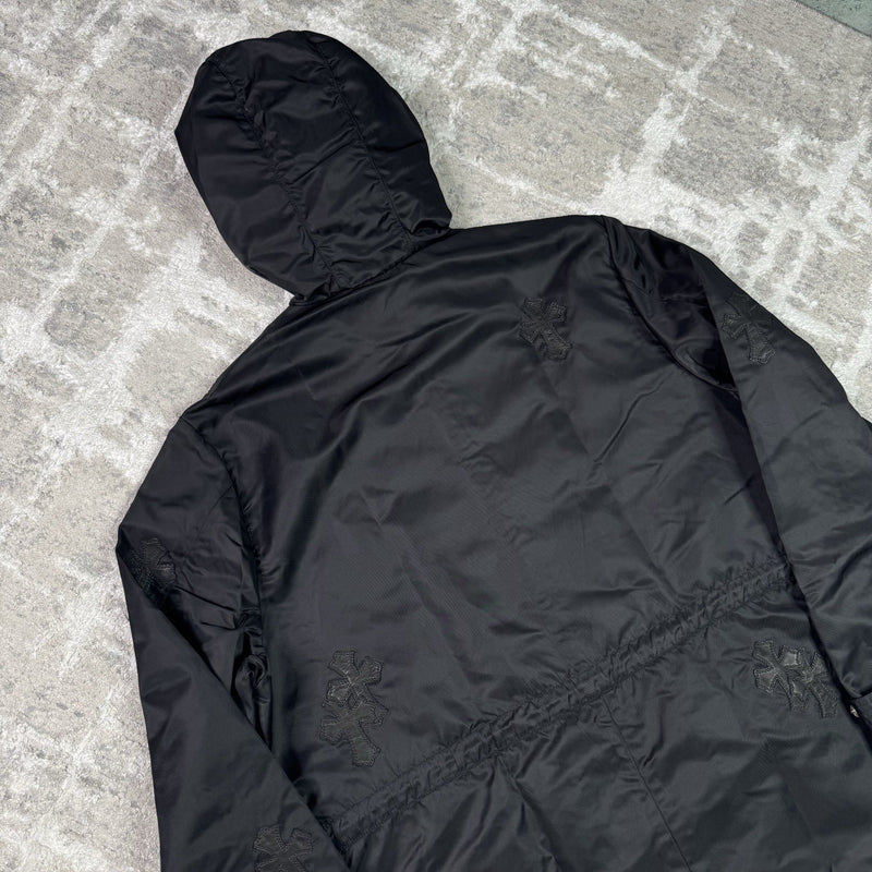 Chrome Hearts Cross Patch Nylon Fishtail Zip Up Parka Jacket 