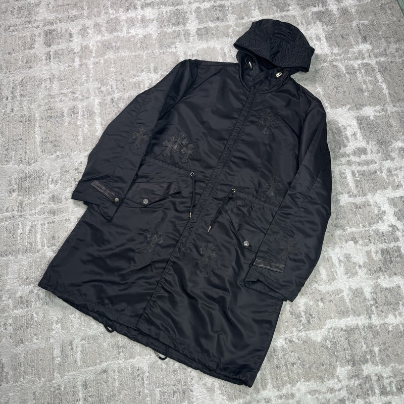 Chrome Hearts Cross Patch Nylon Fishtail Zip Up Parka Jacket 