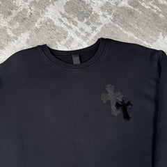 Chrome Hearts Leather Multi Cross Patch Pullover Crewneck Sweatshirt 