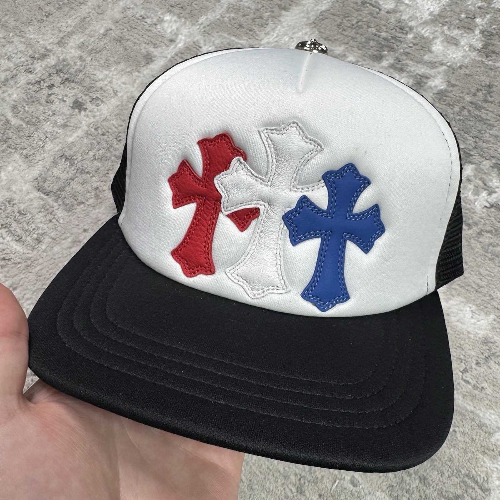 Chrome Hearts 4th Of July Leather Triple Cross Trucker Hat
