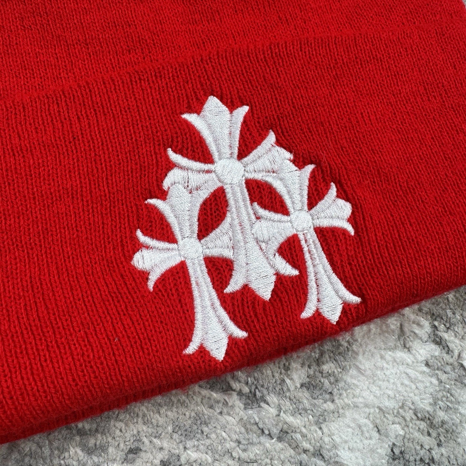 Chrome Hearts Triple Cross Embroidered Logo Beanie Hat