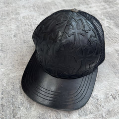 Chrome Hearts Cemetery Leather Cross Patch Trucker Hat