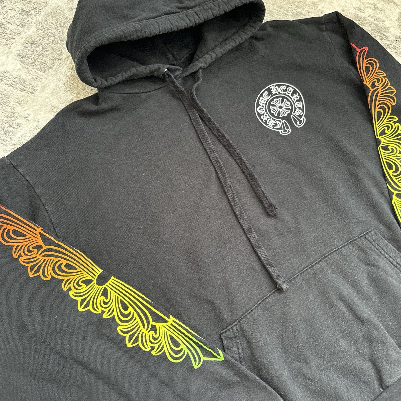 Chrome Hearts Gradient Floral Sleeve Pullover Hoodie 