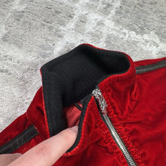 Chrome Hearts Velour Leather Zip Up Track Jacket 