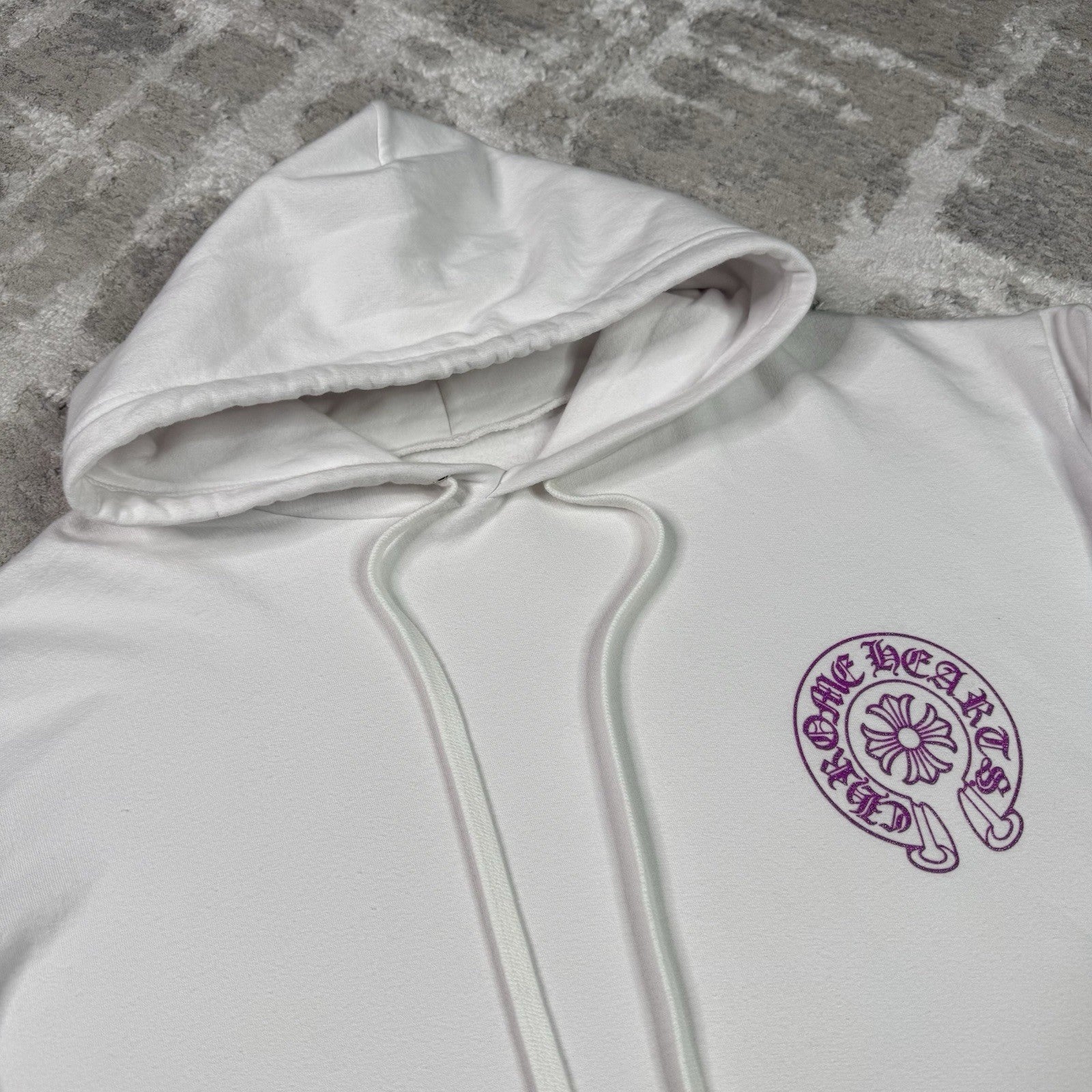 Chrome Hearts Purple Glitter Online Exclusive Horseshoe Pullover Hoodie 