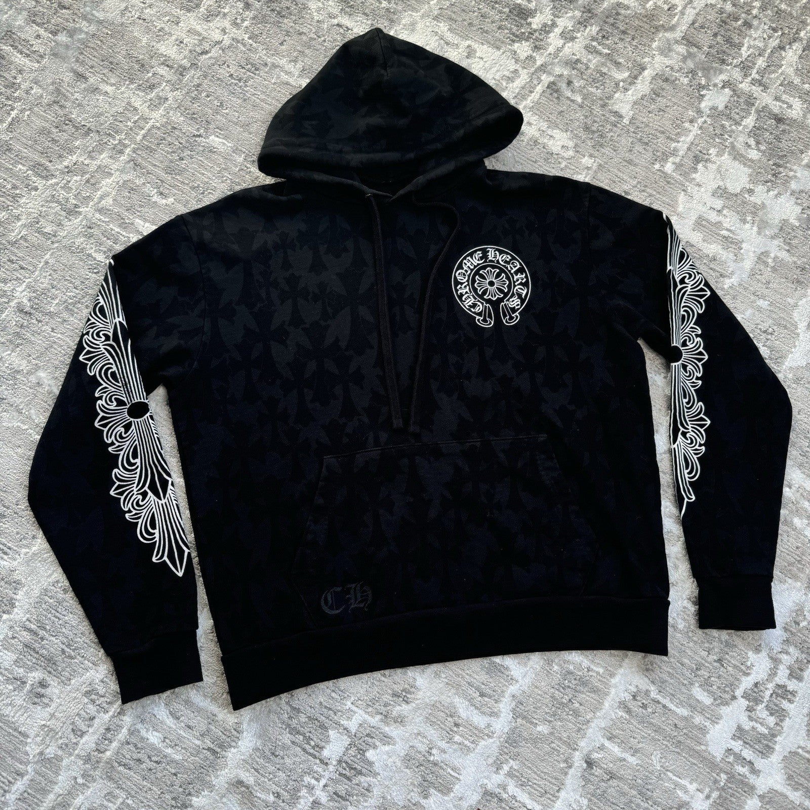 Chrome Hearts Allover Cemetery Cross Print Pullover Hoodie 