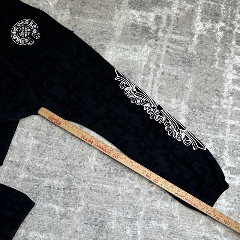 Chrome Hearts Cemetery Allover Cross Print Logo Floral Sweatpants 