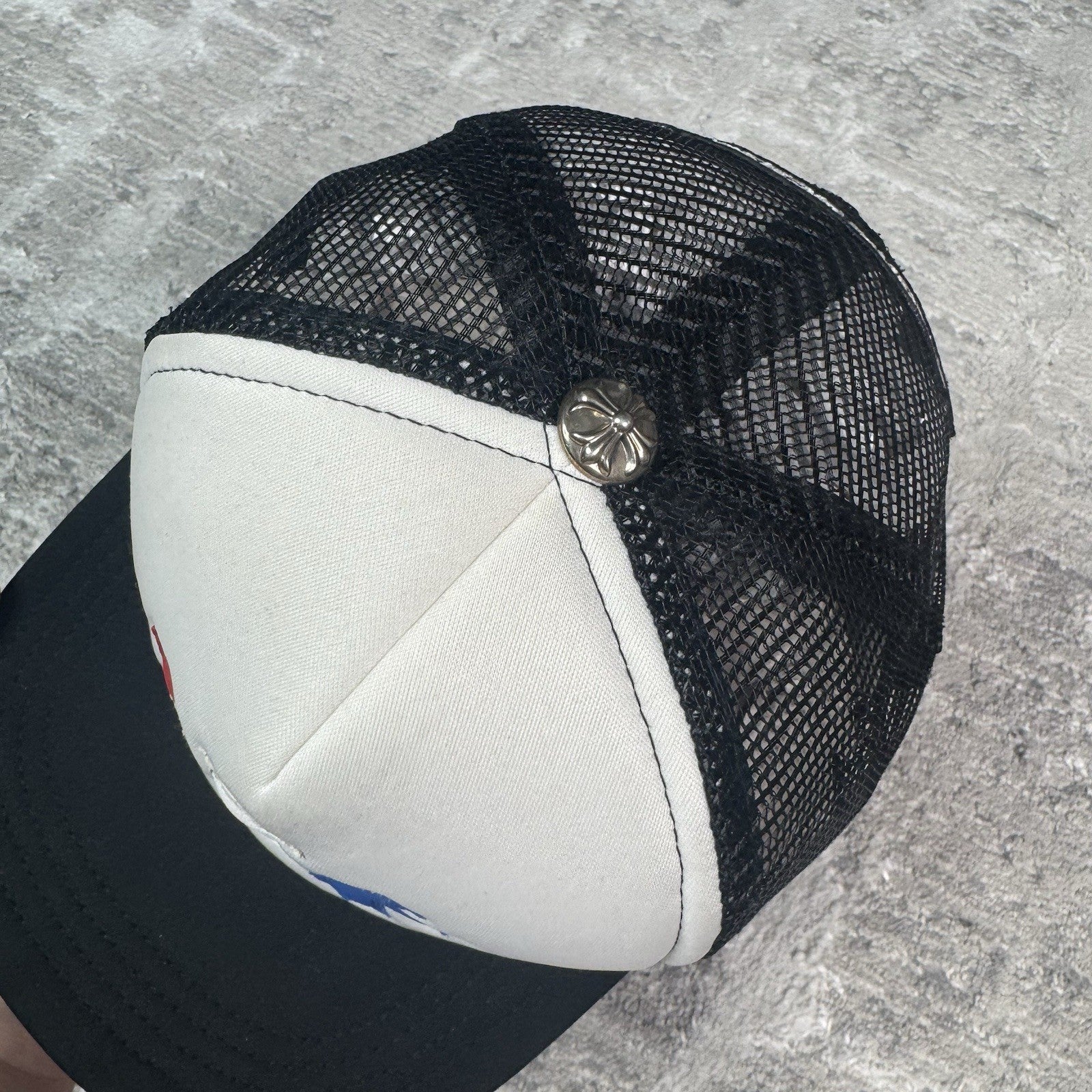 Chrome Hearts Cemetery Lesther Triple Cross Patch Trucker Hat