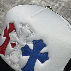 Chrome Hearts 4th Of July Leather Triple Cross Trucker Hat
