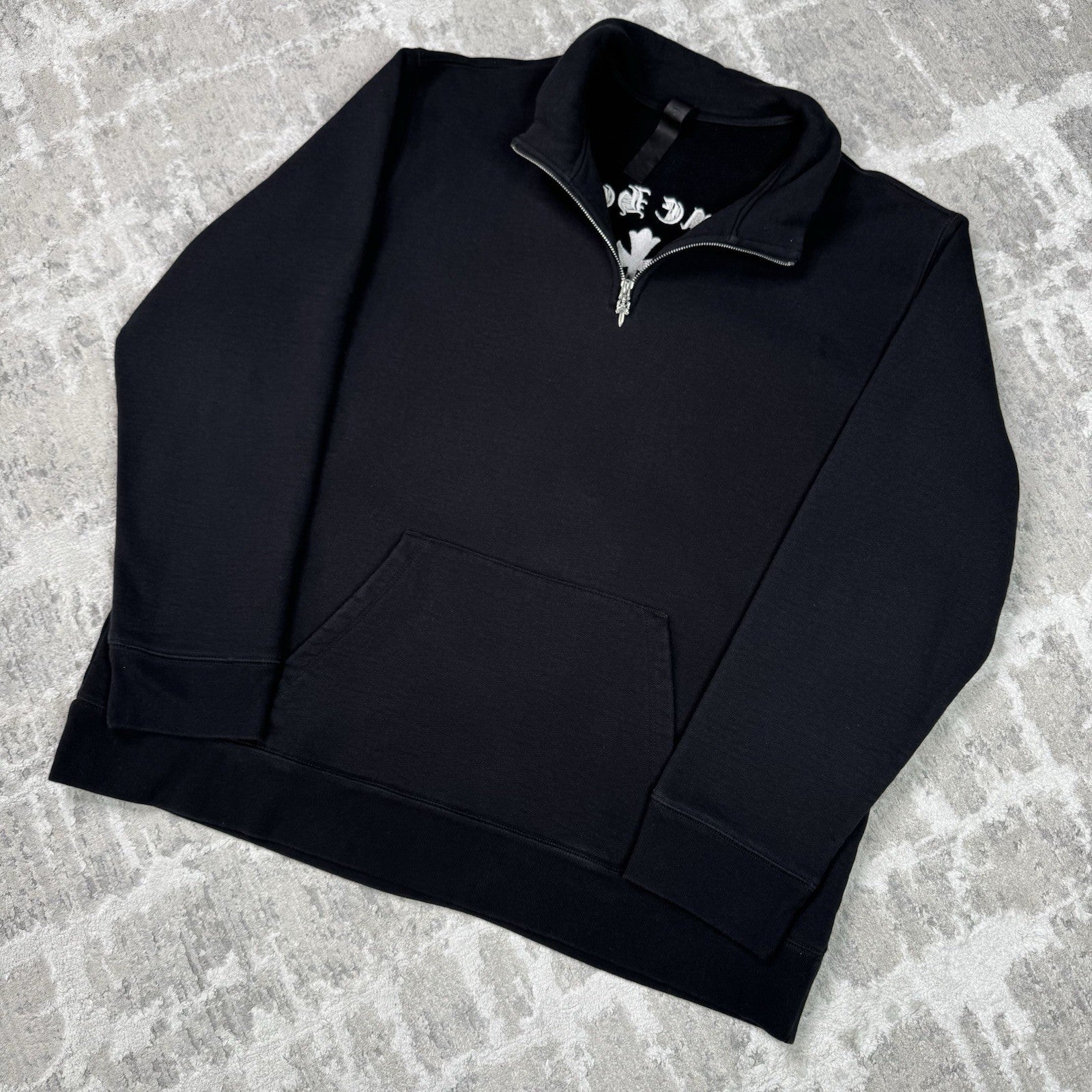 Chrome Hearts King Taco Triple Cross Embroidered Quarter Zip Up Pullover 