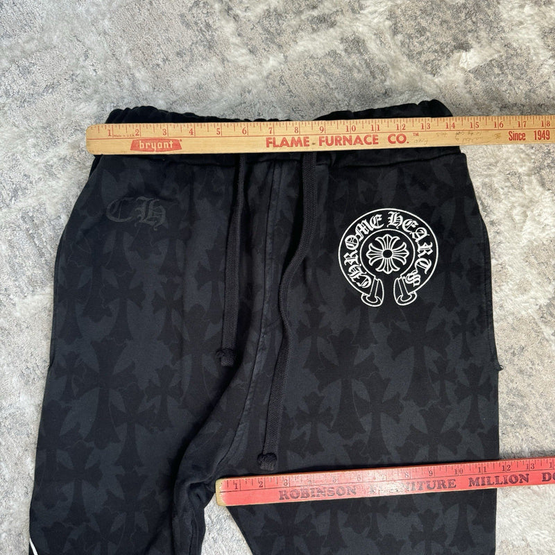 Chrome Hearts Cemetery Allover Cross Print Logo Floral Sweatpants 