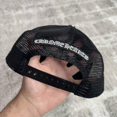 Chrome Hearts Camo Leather Triple Cross Trucker Hat