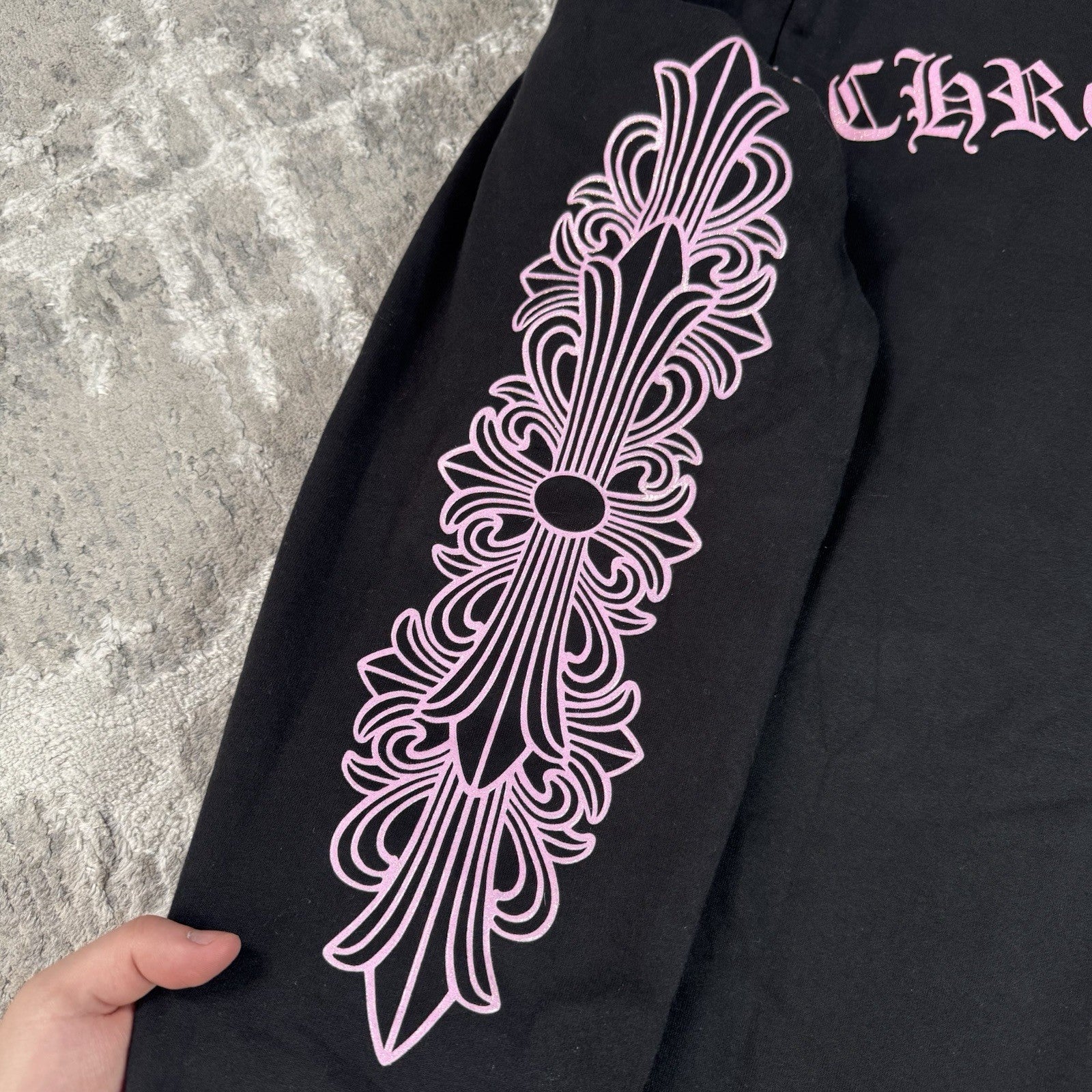 Chrome Hearts Friends And Family Pink Glitter Floral Pullover Hoodie