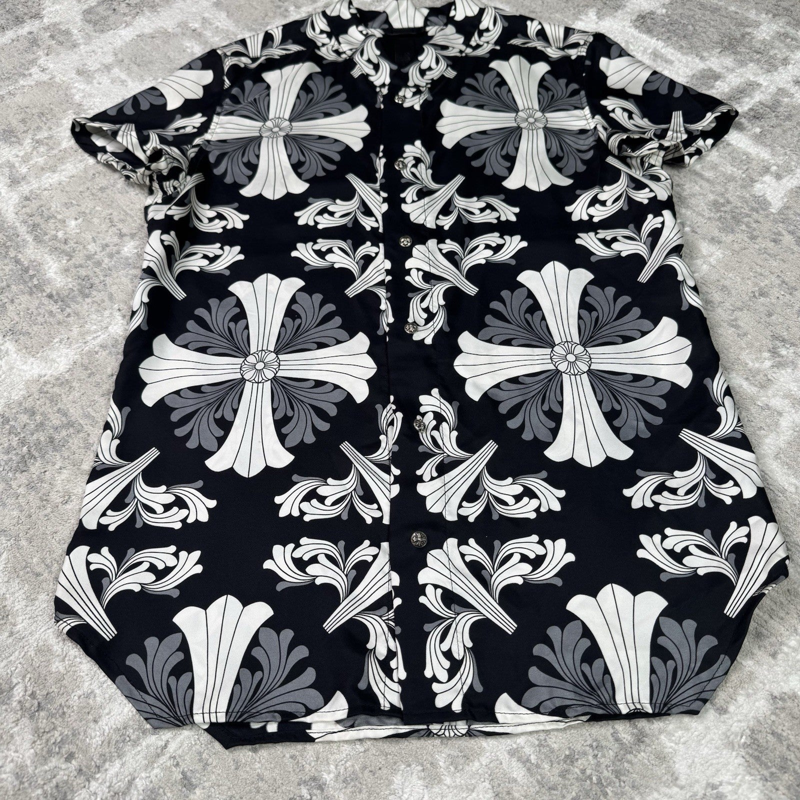 Chrome Hearts Silk Plus Cross Button Up Shirt 