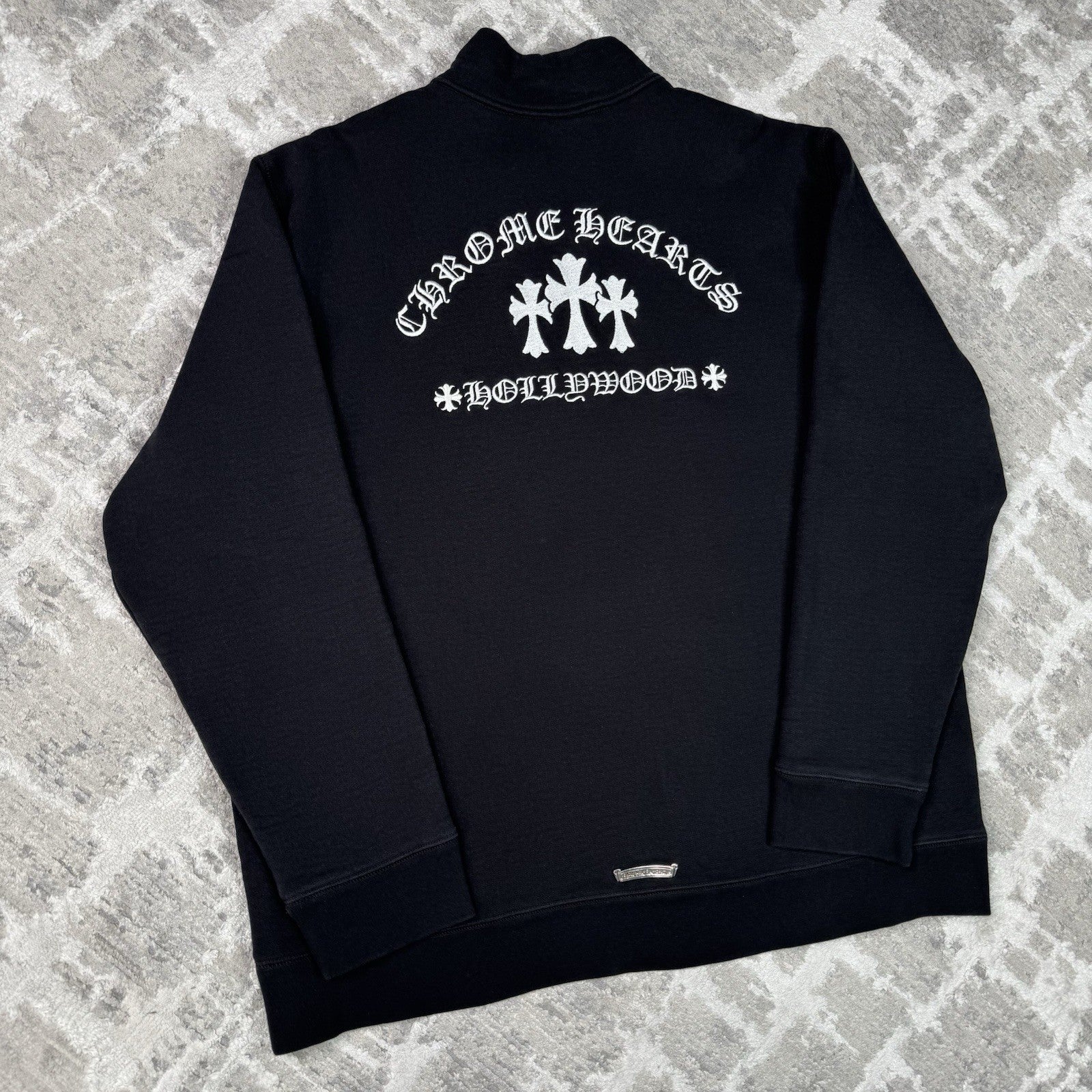 Chrome Hearts King Taco Triple Cross Embroidered Quarter Zip Up Pullover 