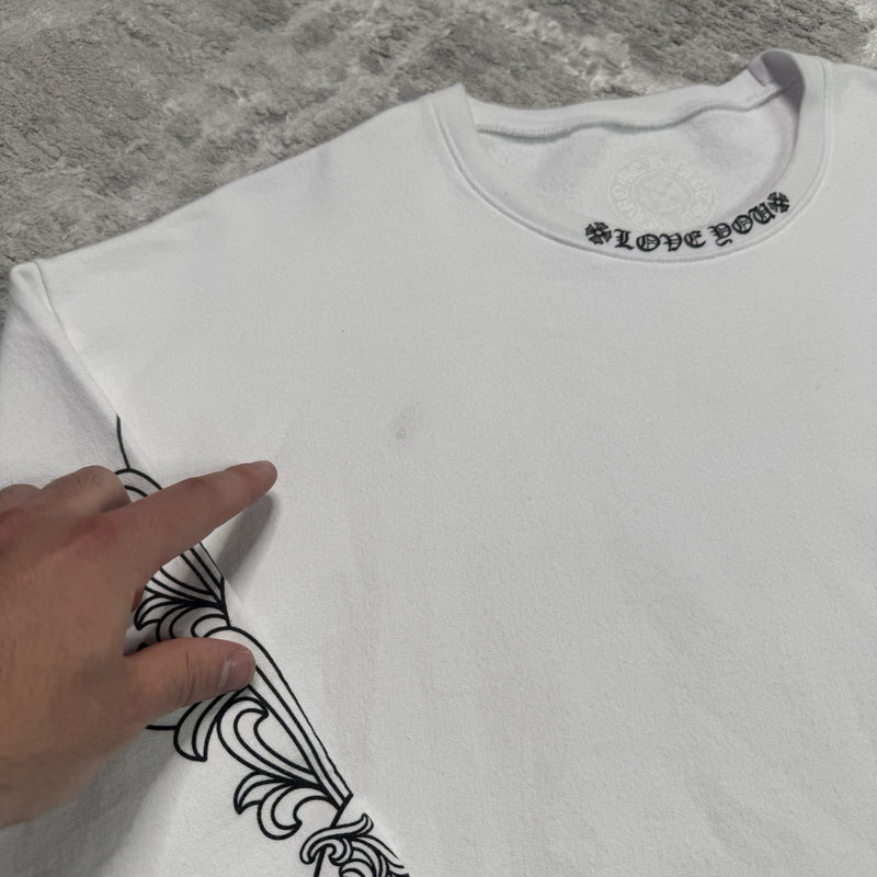 Chrome Hearts Love You Floral Heart Sleeve Pullover Crewneck 