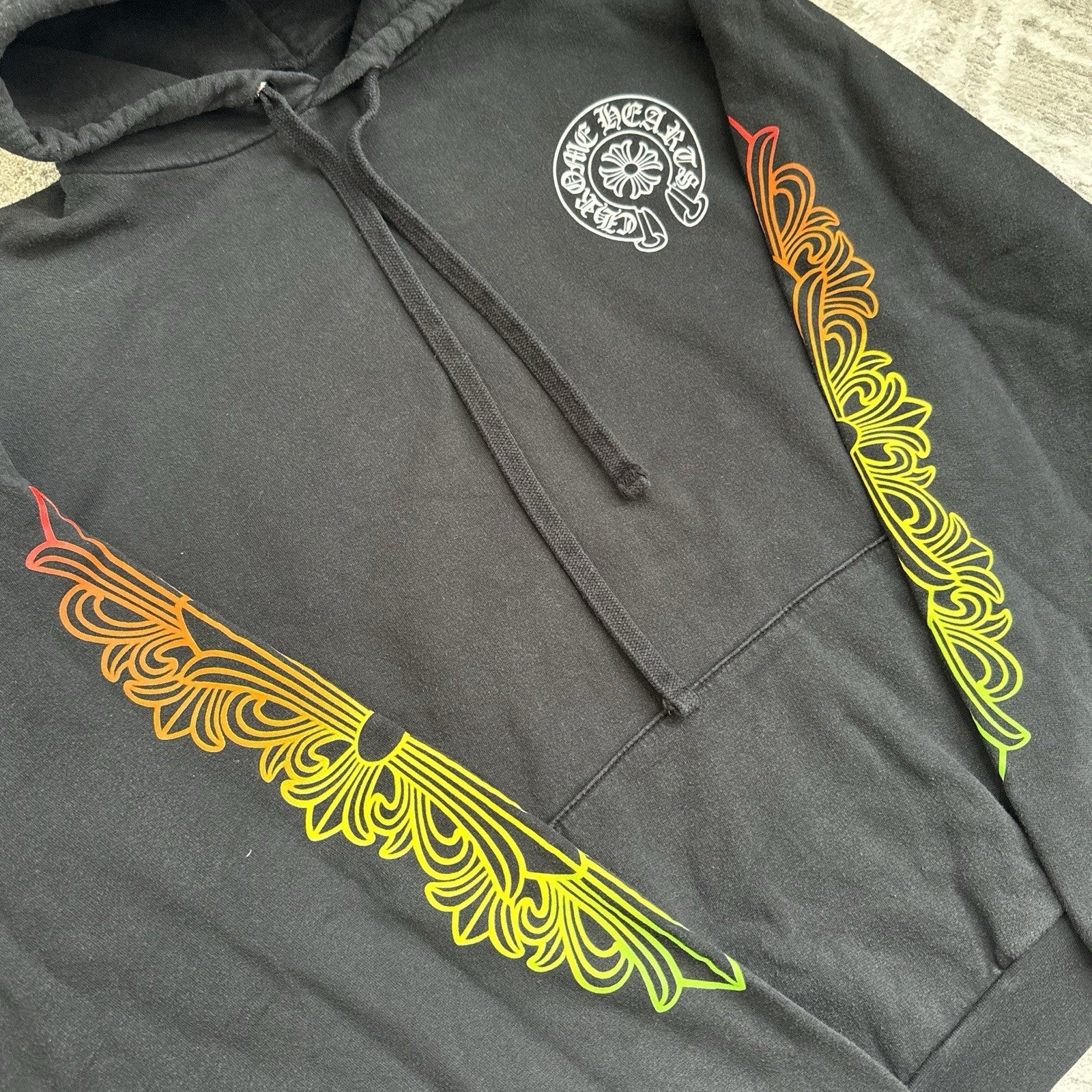 Chrome Hearts Gradient Floral Sleeve Pullover Hoodie 