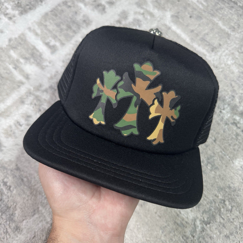 Chrome Hearts Camo Triple Cross Trucker Hat