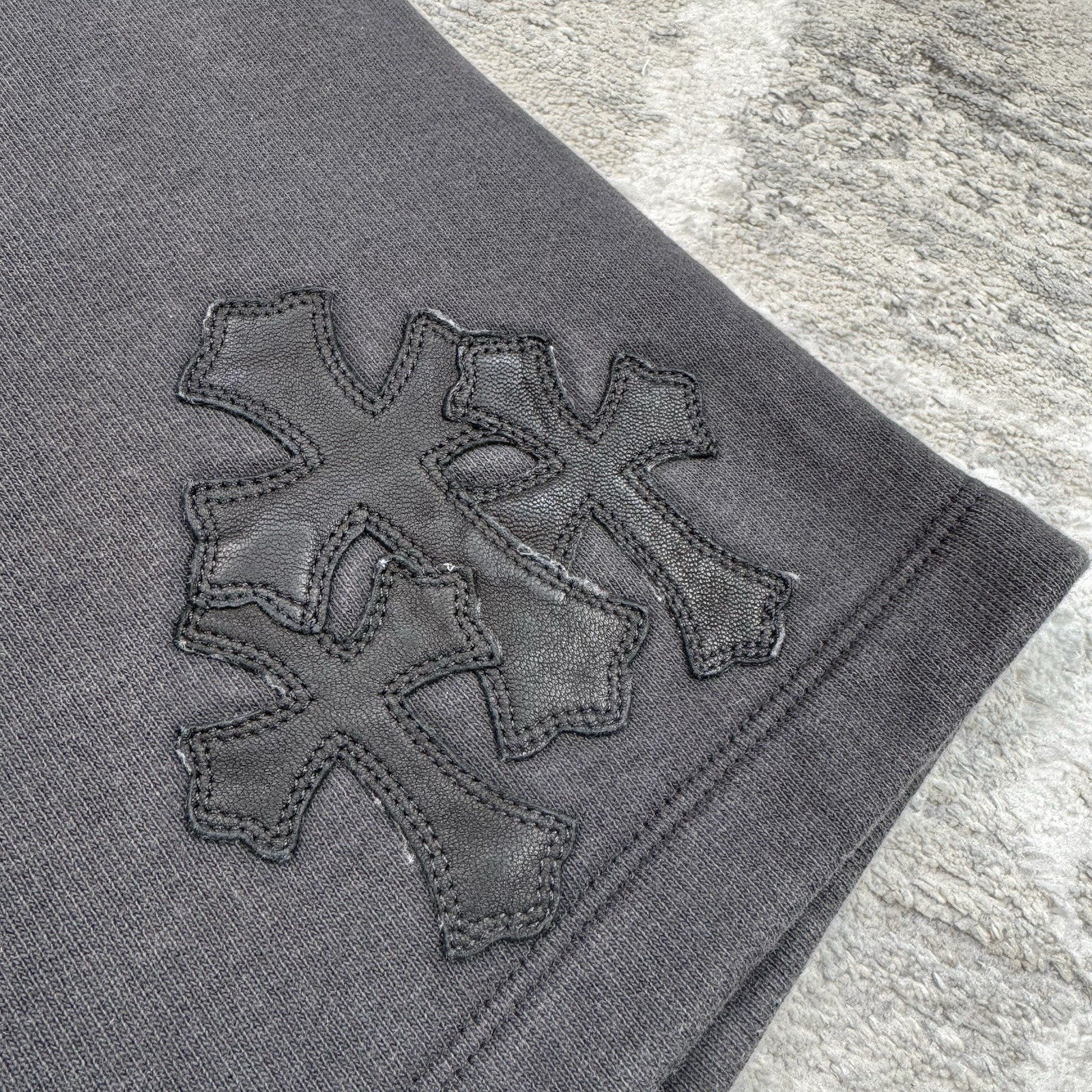 Chrome Hearts Paperjam Leather Triple Cross Sweatshirts