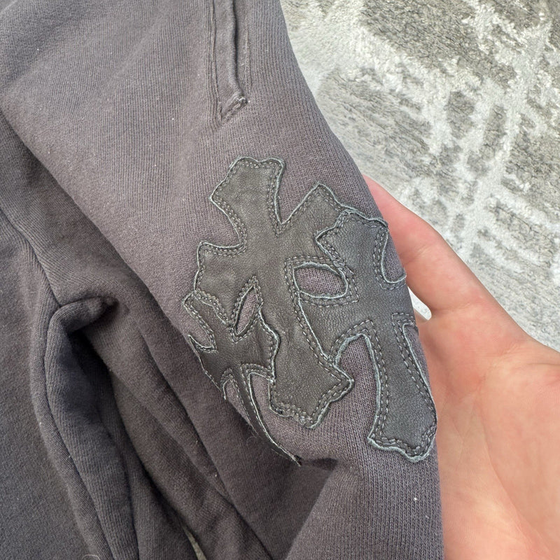 Chrome Hearts Paperjam Leather Triple Cross Patch Sweatpants 