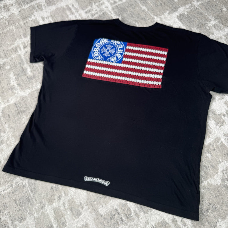 Chrome Hearts USA Dagger Flag Short Sleeve Tee Shirt 