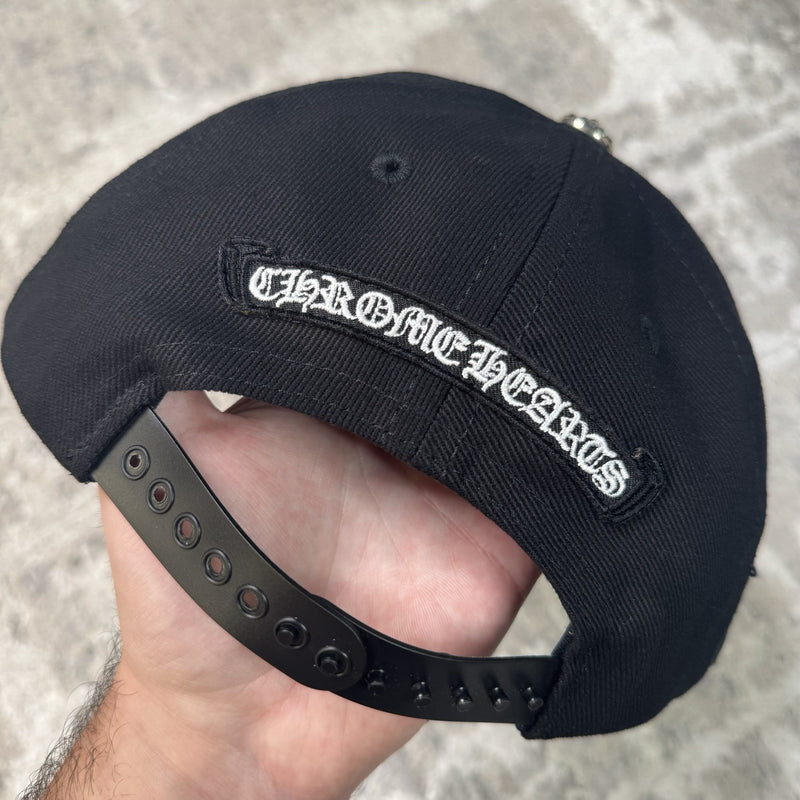 Chrome Hearts Waxed Denim Dagger Logo Baseball Hat