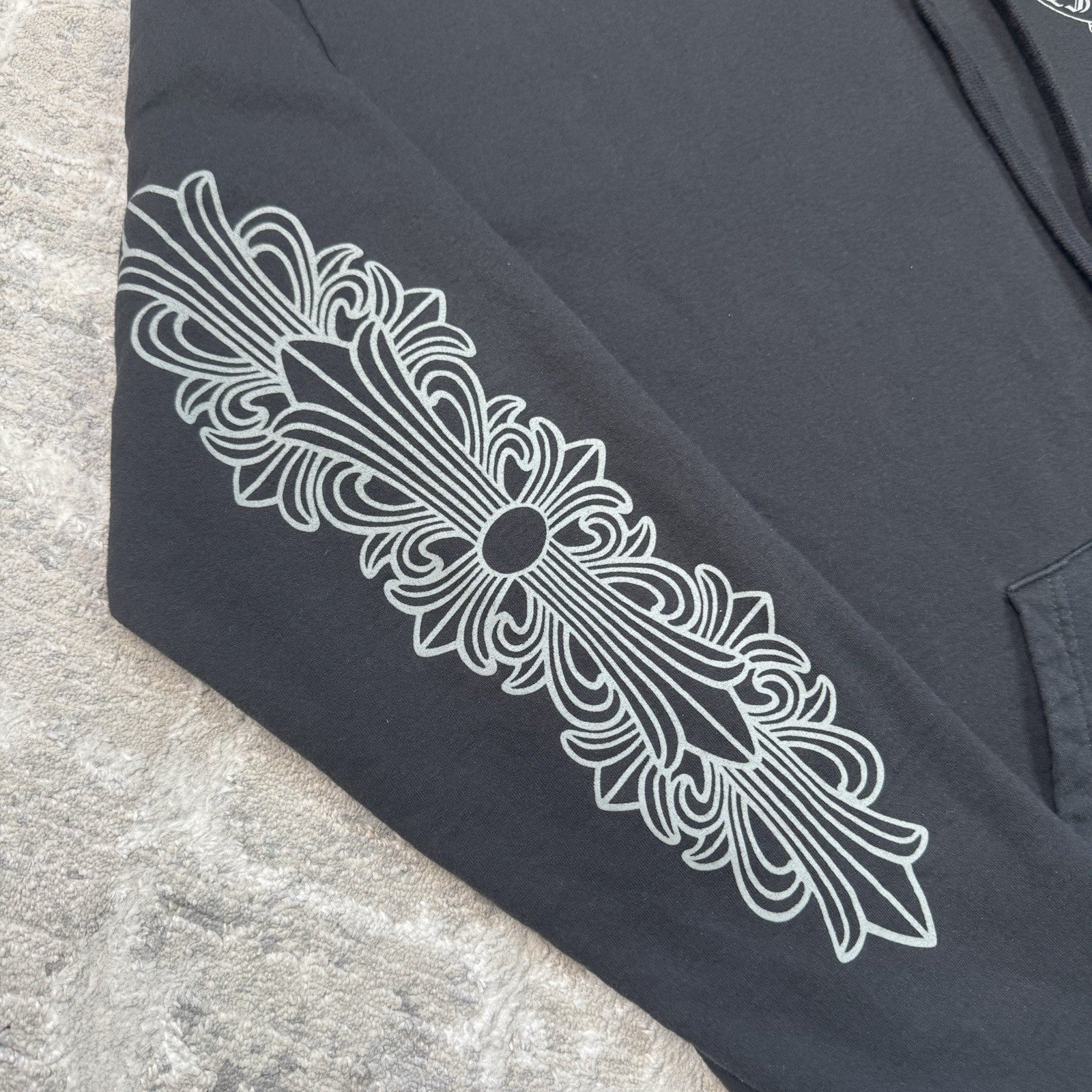 Chrome Hearts Friends And Family Grey Print Floral Pullover Hoodie 