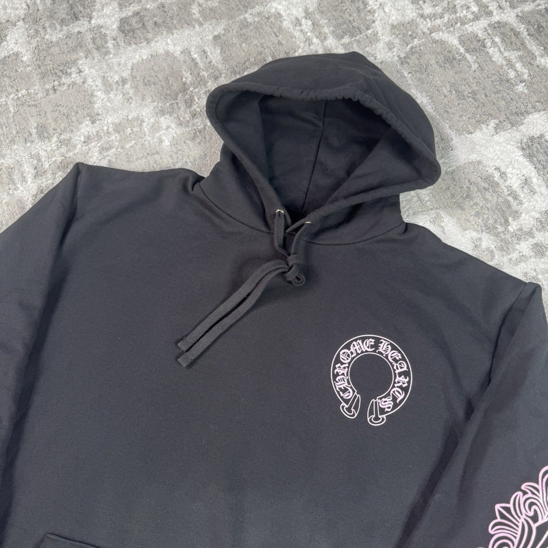 Chrome Hearts Friends And Family Pink Glitter Floral Pullover Hoodie