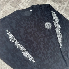 Chrome Hearts Cemetery Cross Monogram Print Long Sleeve Tee Shirt 