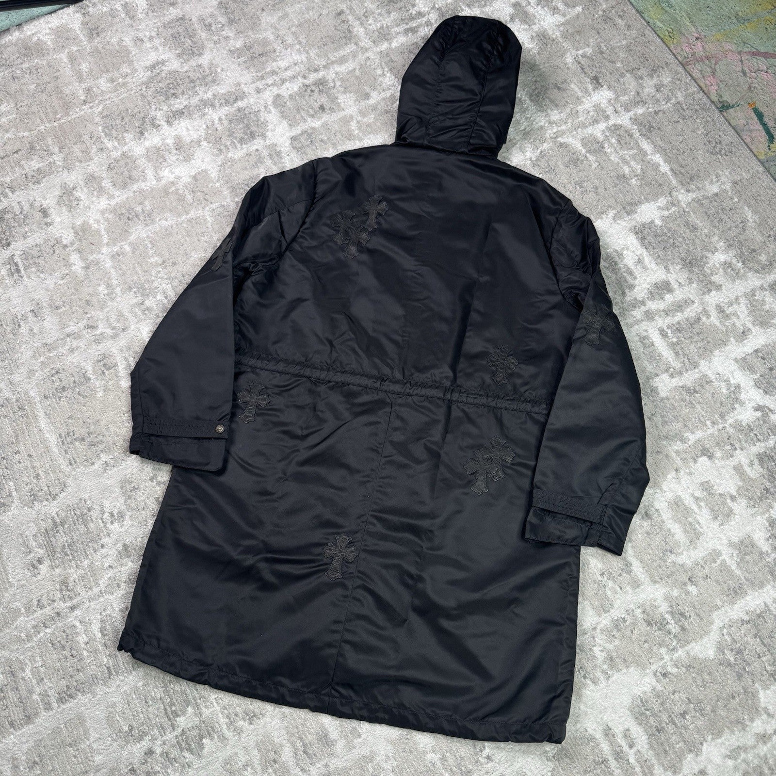 Chrome Hearts Cross Patch Nylon Fishtail Zip Up Parka Jacket 
