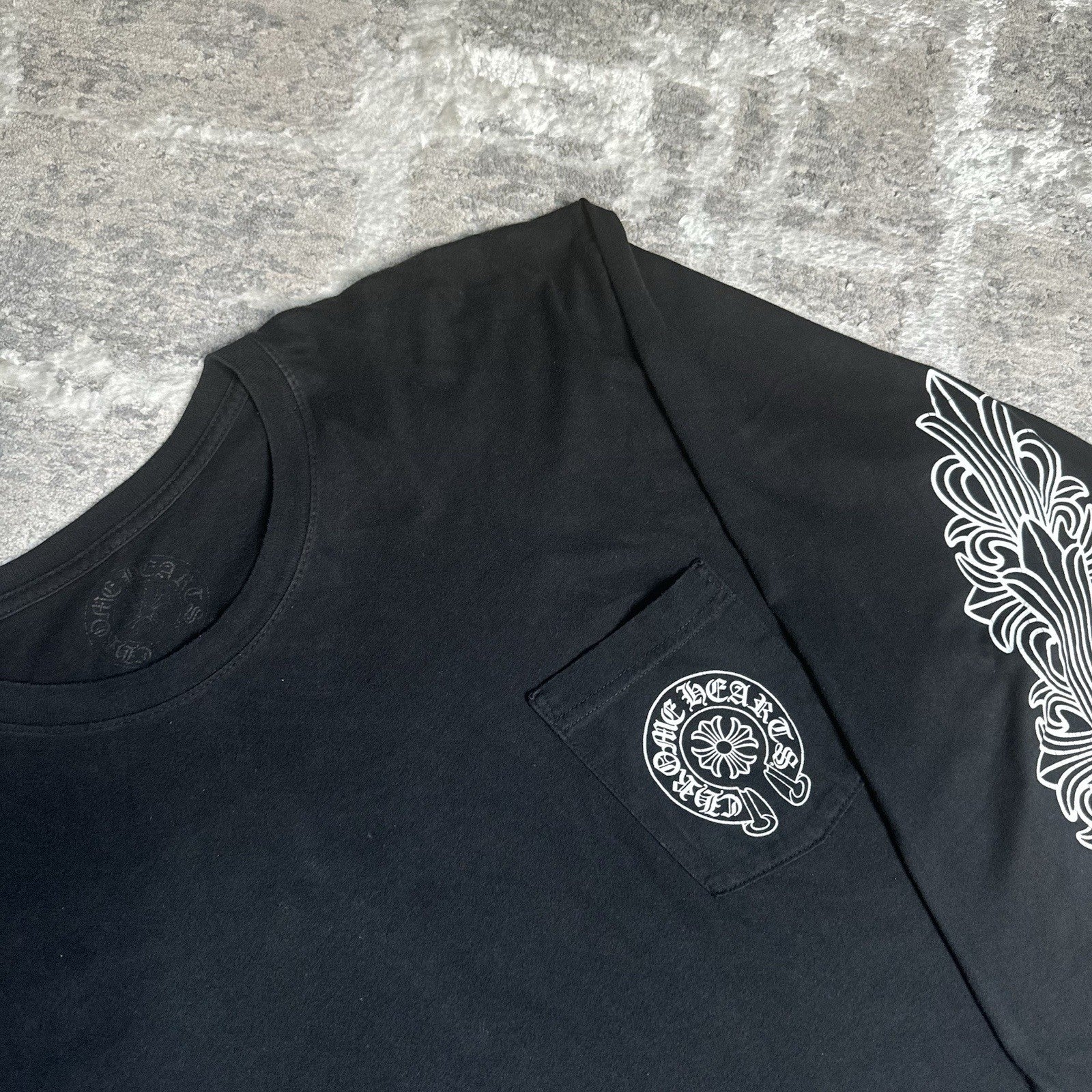 Chrome Hearts Miami Exclusive Floral Sleeve Horseshoe Tee Shirt 
