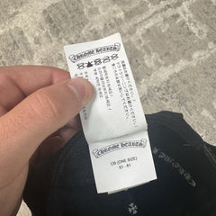 Chrome Hearts Waxed Denim Vertical Logo Baseball Hat 